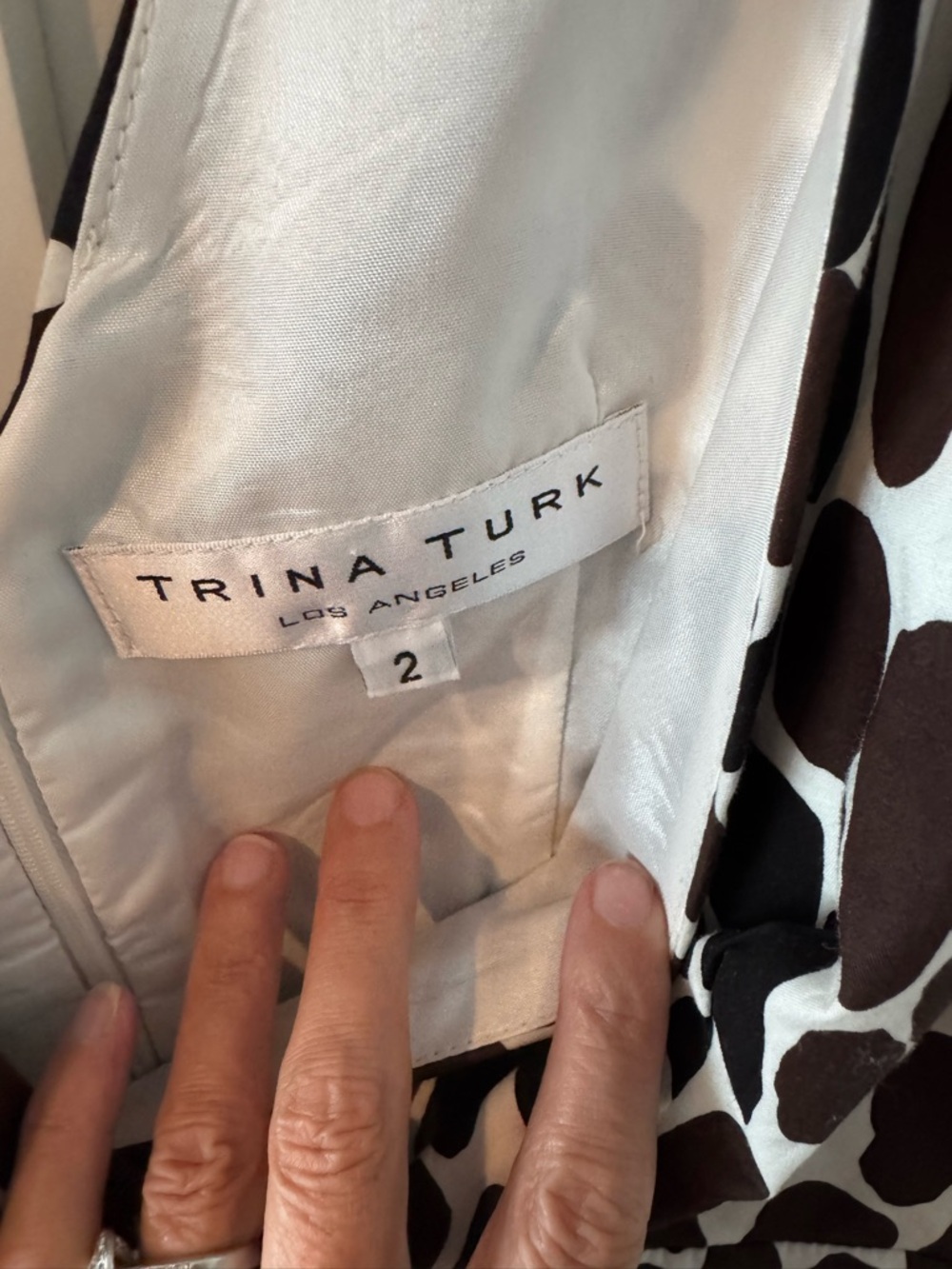 Trina Turk Brown and White Giraffe-Print Mini Dress - Picture 2 of 4